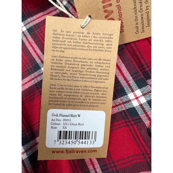 Fjallraven Women's Ovik Flannel Long Sleeve Shirt Deep Red Size X-Small Outdoor - Picture 6 of 16